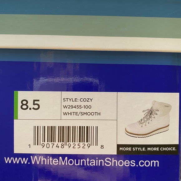 White Mountain Shoes, Cozy Bootie, Lace up hiker boot, Size 8.5, White - Picture 15 of 16